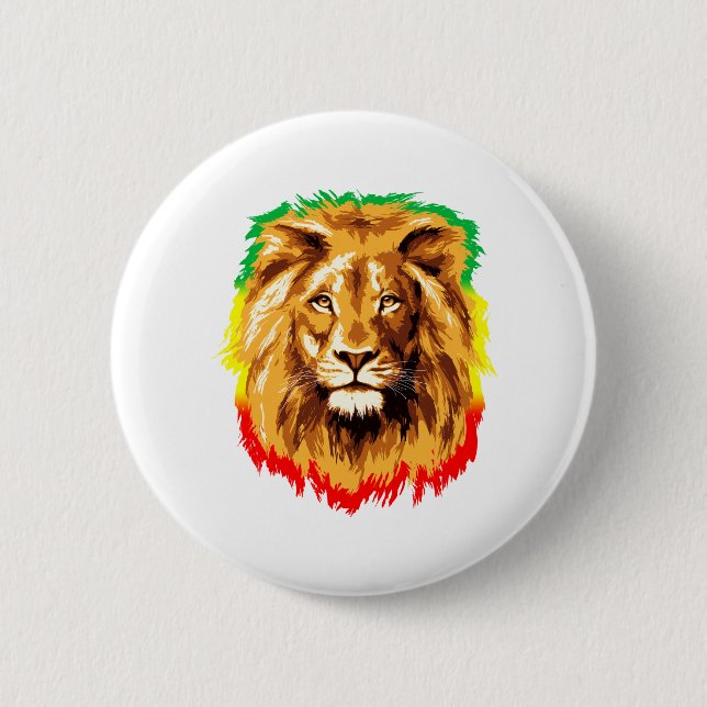 Rasta Lion of Judah 6 Cm Round Badge (Front)