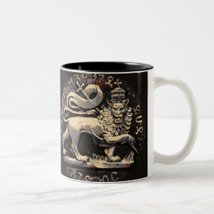 Rasta Lion of Judah Ancient Design Two-Tone Coffee Mug