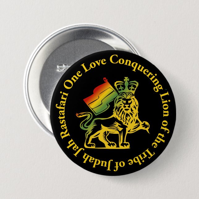Rasta Lion of Judah Button (Front & Back)