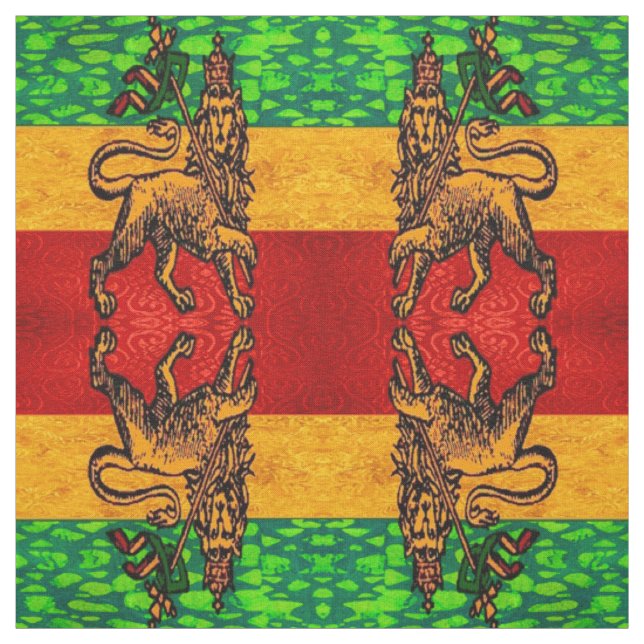 Rasta Lion of Judah Flag Fabric (Swatch)