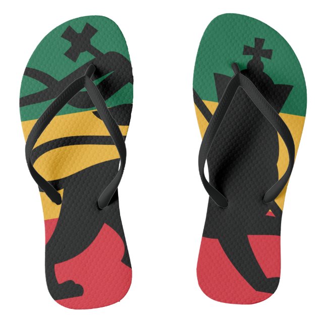 Rasta Lion Of Judah Print Flip Flops (Footbed)
