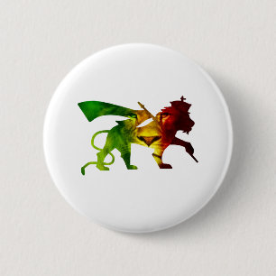 RASTA Lion of Judah Red Gold Green 6 Cm Round Badge