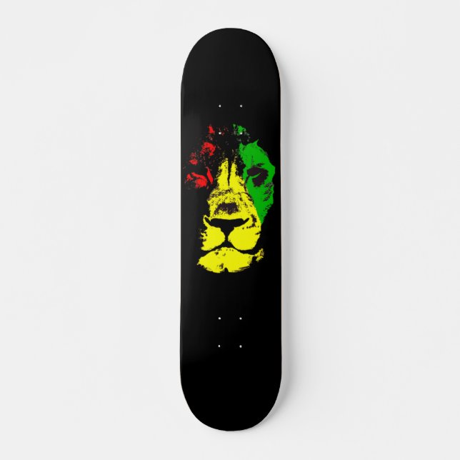 RASTA Lion of Judah | Red Gold Green Skateboard (Front)