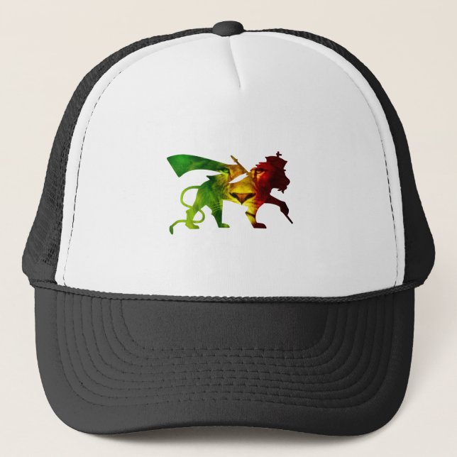 RASTA Lion of Judah | Red Gold Green Trucker Hat (Front)
