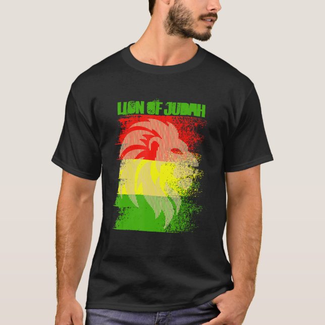Rasta Lion Of Judah Reggae Roots Jamaica Rasta Reg T-Shirt (Front)