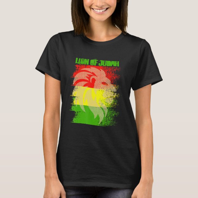 Rasta Lion Of Judah Reggae Roots Jamaica Rasta Reg T-Shirt (Front)