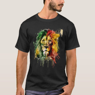 Rasta Lion Rastafari Watercolor Reggae & Jamaica V T-Shirt