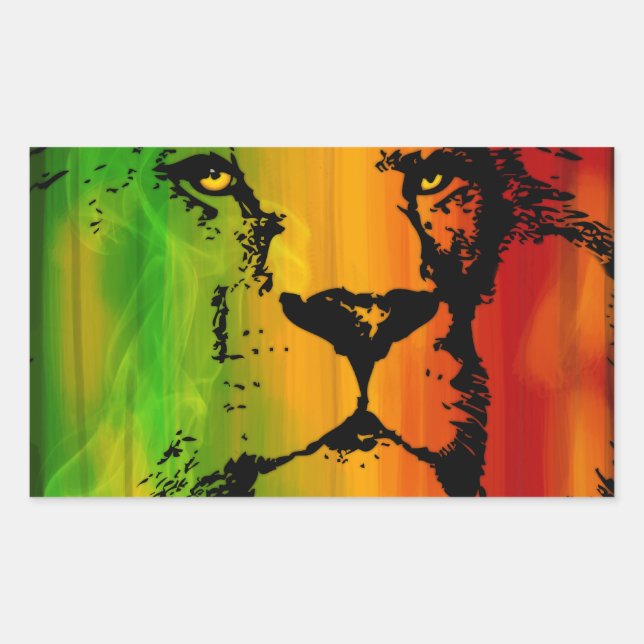 Rasta Lion Rectangular Sticker (Front)