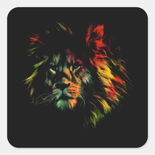 Rasta Lion Square Sticker (Front)