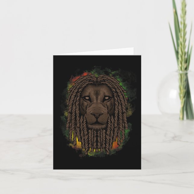 Rasta Lion With Dreads - Show Your Pride And Regga Card (Front)