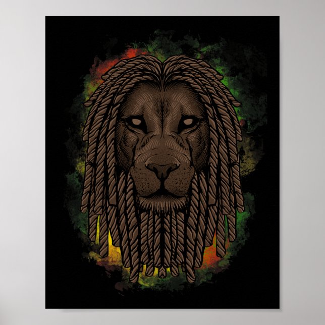 Rasta Lion With Dreads - Show Your Pride And Regga Poster (Front)