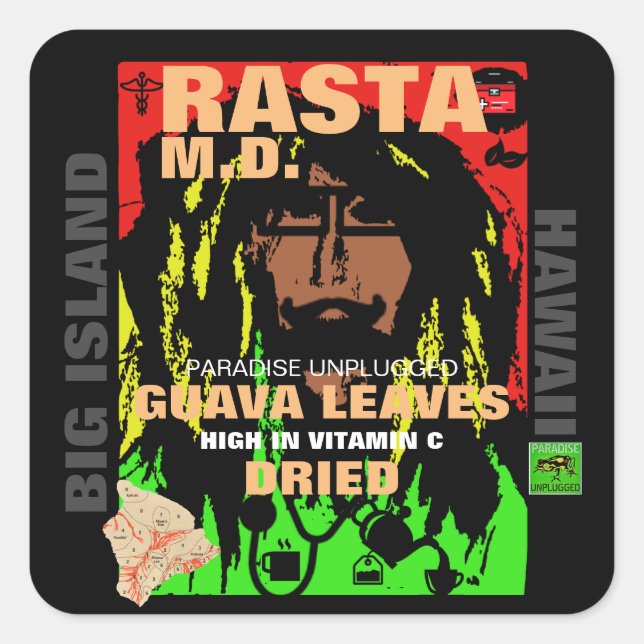 RASTA M.D. DRIED GUAVA LEAVES SQUARE STICKER (Front)