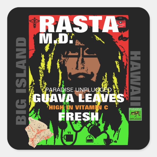 RASTA M.D. FRESH GUAVA LEAVES SQUARE STICKER (Front)