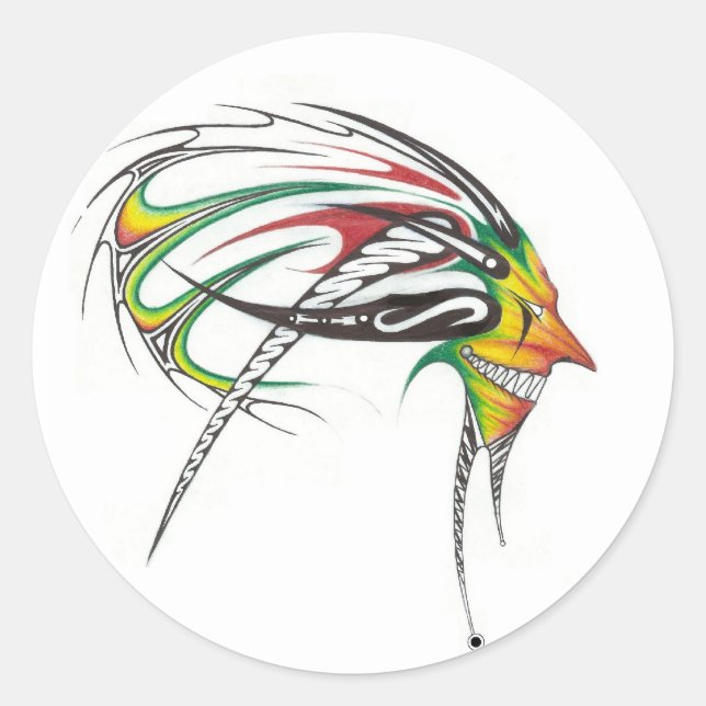 Rasta man tribal 3 inch sticker 6 pack (Front)