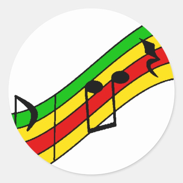 Rasta Music Staff Classic Round Sticker (Front)