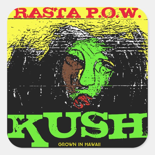 RASTA P.O.W. KUSH SQUARE STICKER (Front)