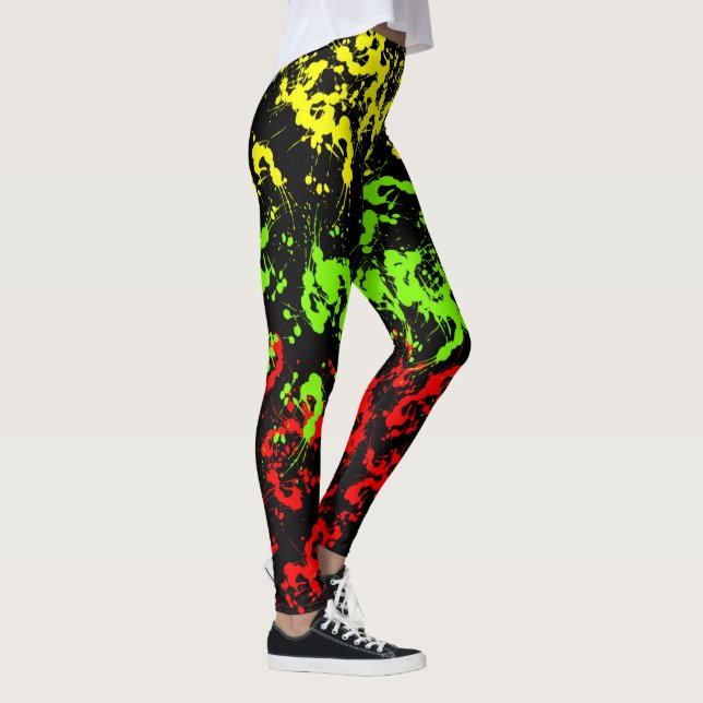 Rasta Paint Splatter Women's Leggings (Right)