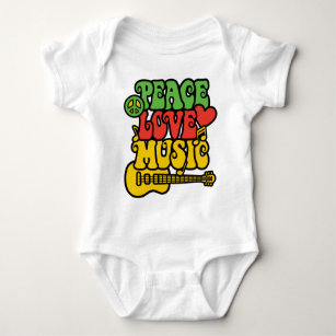 Rasta  Peace-Love-Music Baby Bodysuit