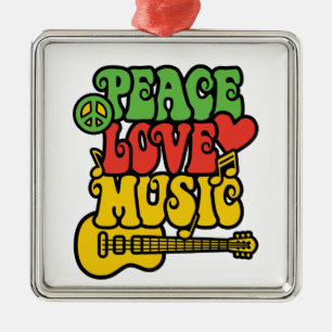 Rasta  Peace-Love-Music Metal Tree Decoration