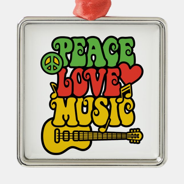 Rasta  Peace-Love-Music Metal Tree Decoration (Front)