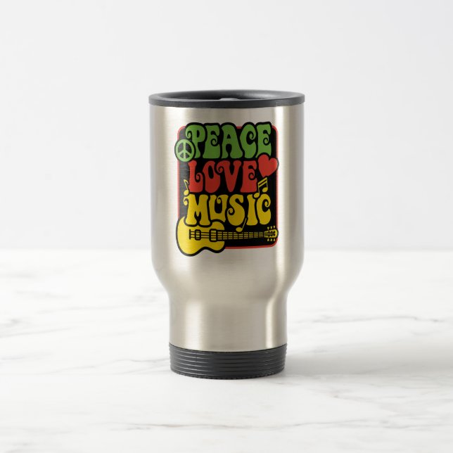 Rasta Peace Love Music Travel Mug (Center)