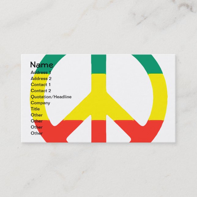 Rasta Peace Sign Business Card (Front)