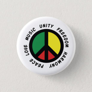 Rasta Peace Sign Peace Love Music Freedom Unity 3 Cm Round Badge