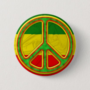 Rasta Peace Symbol 6 Cm Round Badge