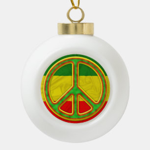 Rasta Peace Symbol Ceramic Ball Christmas Ornament