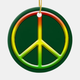 Rasta Peace Symbol Christmas! Ceramic Tree Decoration