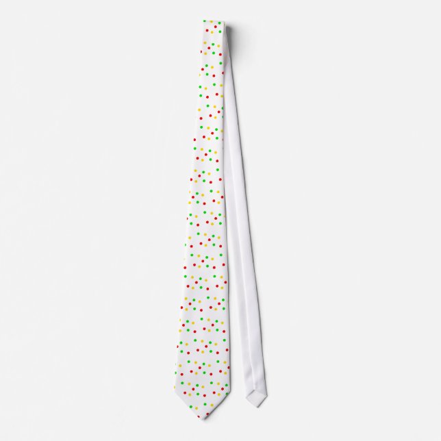 Rasta Polka Dots on White Tie (Front)