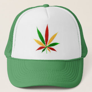 rasta pot leaf trucker hat
