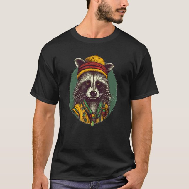 Rasta Raccoon   Jamaican    Raccoon T-Shirt (Front)