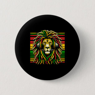 Rasta Raggae Jamaica Lion Of Judah Music Headphone 6 Cm Round Badge