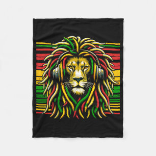 Rasta Raggae Jamaica Lion Of Judah Music Headphone Fleece Blanket