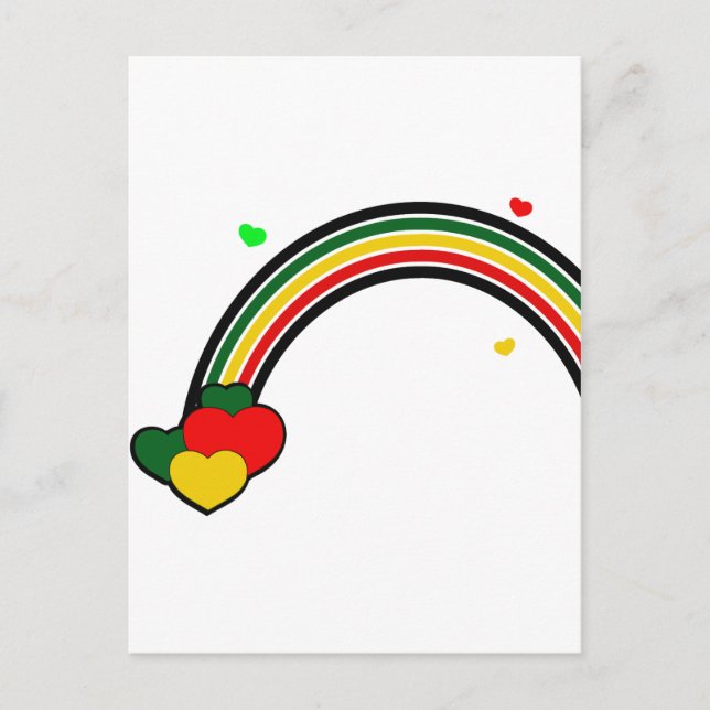 Rasta Rainbow and Hearts Postcard (Front)