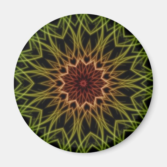 Rasta Red Yellow Green Black Fractal Art Magnet (Front)