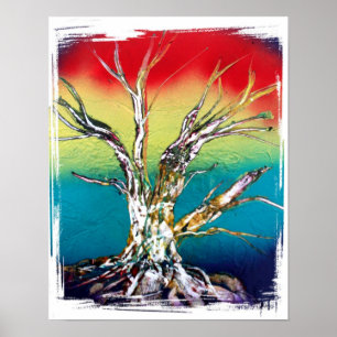 Rasta red yellow green deadwood tree painting poster