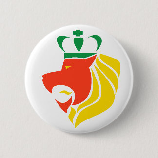 Rasta Reggae Crowned Lion Button