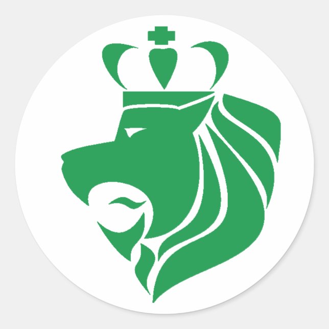 Rasta Reggae Crowned Lion Green Classic Round Sticker (Front)