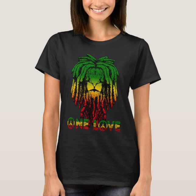 Rasta Reggae Etophian Lion Of Judah Rastafari Root T-Shirt (Front)