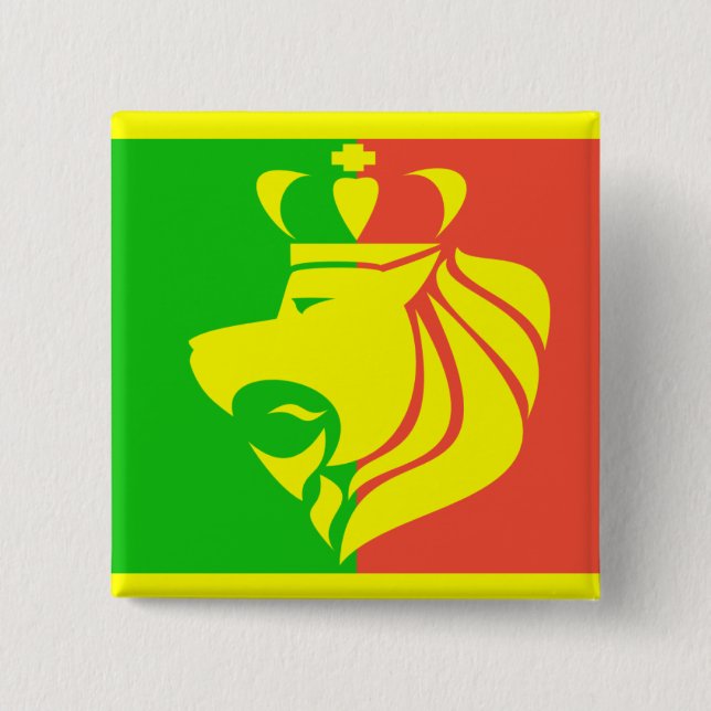 Rasta Reggae Flag and Lion 15 Cm Square Badge (Front)