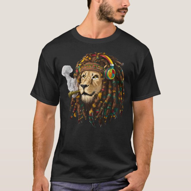 Rasta Reggae Lion and Reggae apparel with Rastafar T-Shirt (Front)