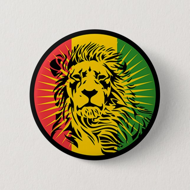 rasta reggae lion flag 6 cm round badge (Front)