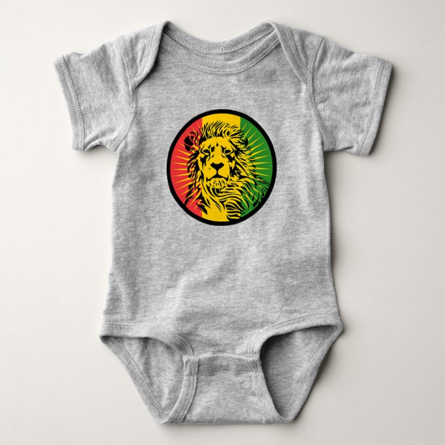 rasta reggae lion flag baby bodysuit (Front)