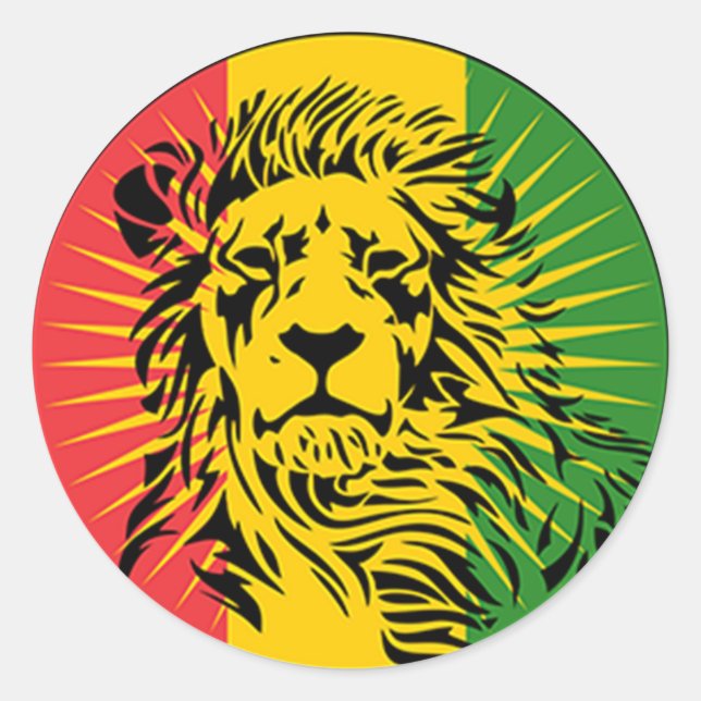rasta reggae lion flag classic round sticker (Front)