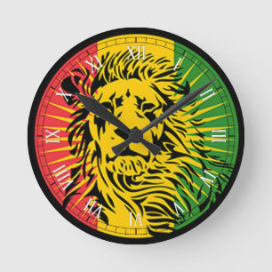 rasta reggae lion flag round clock