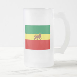 Rasta Reggae Lion of Judah Frosted Glass Beer Mug