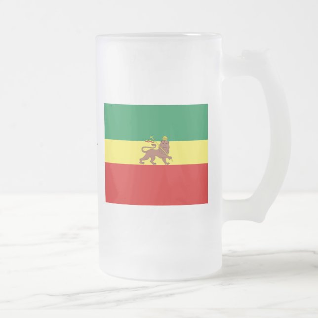 Rasta Reggae Lion of Judah Frosted Glass Beer Mug (Right)