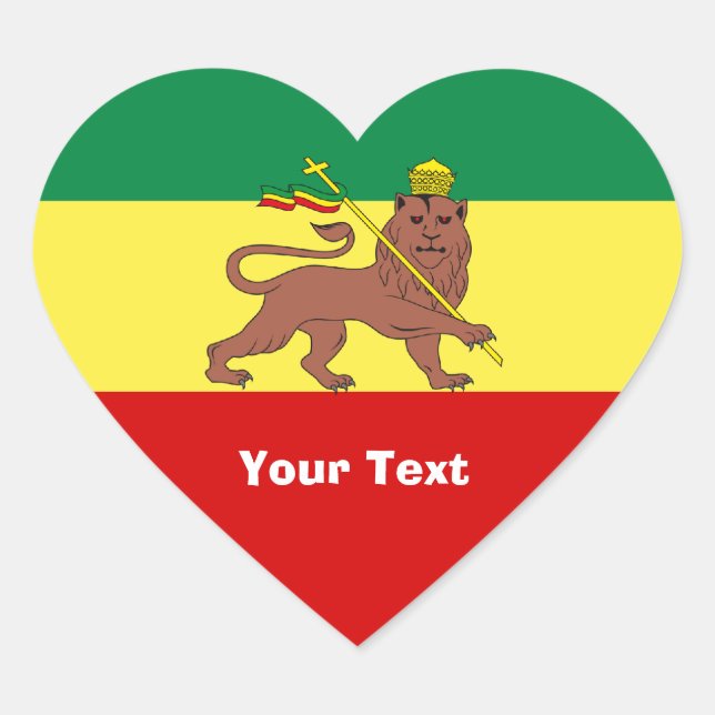 Rasta Reggae Lion of Judah Heart Sticker (Front)